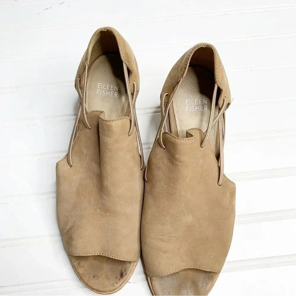 Eileen Fisher Nikki Peep Toe Sandals Block Heel - Picture 7 of 10
